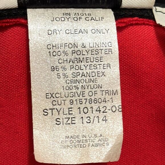 Vintage Jody California knee length red black sheer dress size 13/14 - Picture 10 of 12